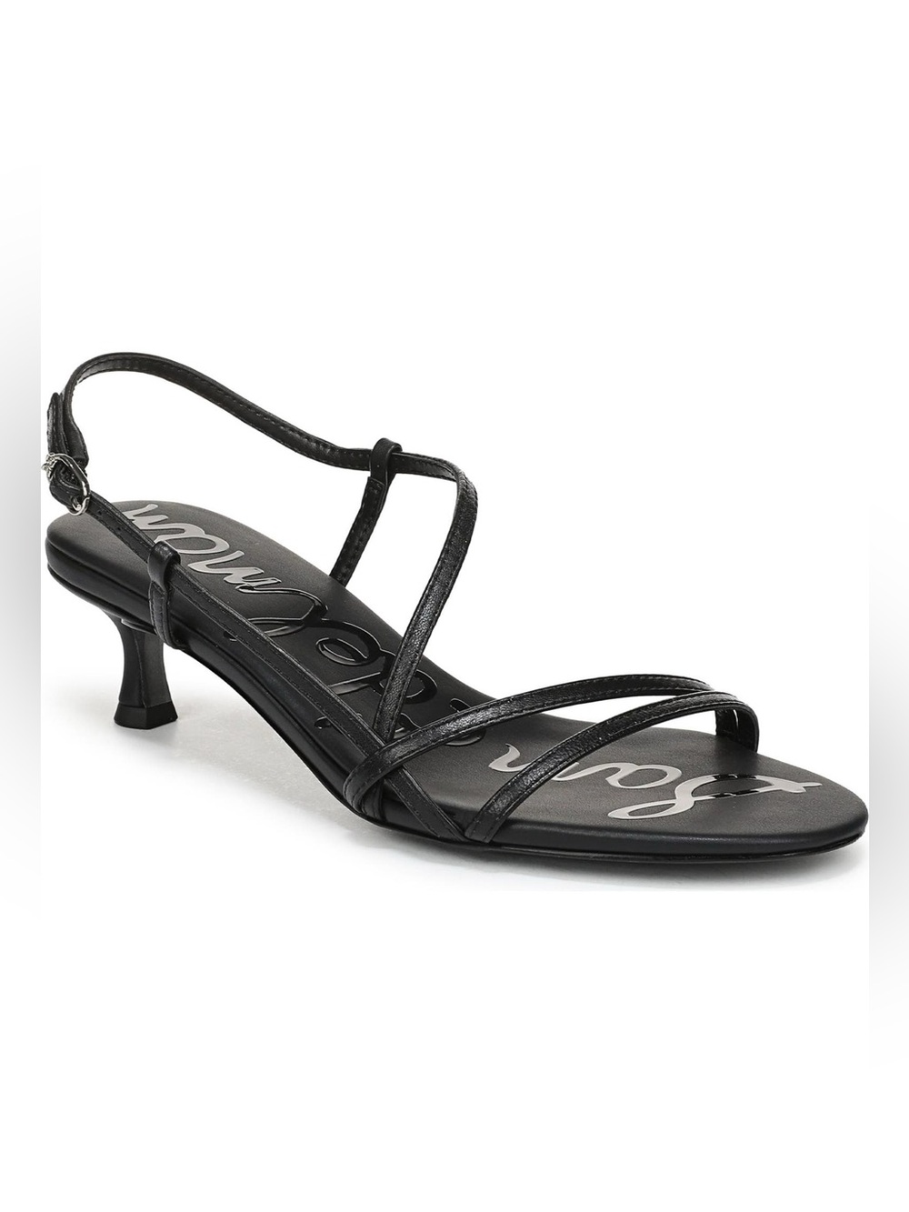 SAM EDELMAN CORA SLINGBACK KITTEN HEEL SANDALS IN BLACK 7.5